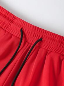 Manfinity Homme Set de 2 piezas para hombre: Camiseta de manga corta casual y pantalones cortos, estilo minimalista para uso diario - Rojo - Ver 5