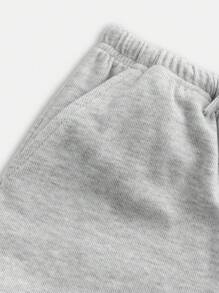 SHEIN Girlism Tween Girls Loose Casual Minimalist Versatile Wide Leg Ribbed Knit Solid Color Drawstring Sweatpants