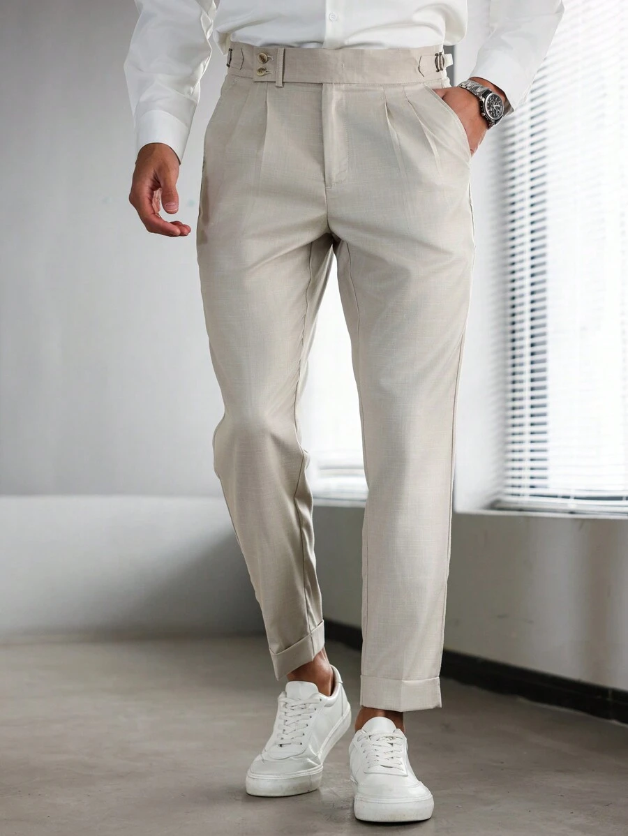 Manfinity Mode Men's Casual Commuter Solid Color Suit Pants - Khaki - View 1