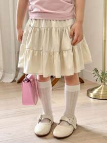 DAZY 女童短款梭织裙，夏季 - 米色 - 查看 5