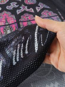 ROMWE MEN Prep Men's Virgin Mary Jersey Sports T-Shirt, Short Sleeve, Summer, With Mesh Fabric Patchwork