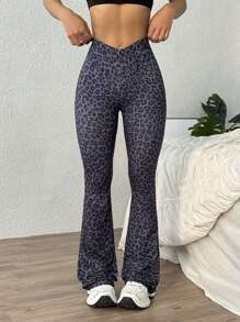 Easithlete Women's Casual Slim-Fit Leopard Print Sports Pants - Multicolor - View 1