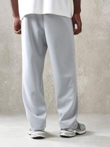 SUMWON Luxurious Relaxed Fit Premium Athletic Sweatpants Loose Loungewear Modern Comfort Drawstring Waistband Workout Pants Fall Winter - Grey - View 4