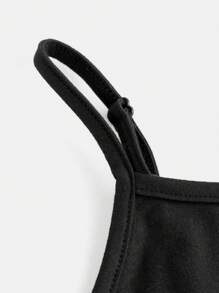 SHEIN Girlism 2pcs/Set Tween Girl Casual Street Chic Round Neck Flock Short Sleeve + Cami 2-In-1 Top - Black - View 5