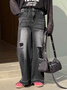 DAZY Tween Girl' Distressed Denim Jeans Fall,Winter - Black - View 8