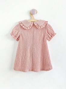 Cozy Pixies 女婴蝴蝶结饰边领口短袖束腰连衣裙