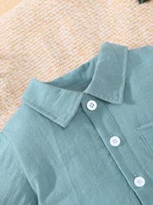 SHEIN Baby Boy Short Sleeve Dinosaur Print Romper - Mint Green - View 3