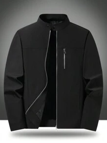 Manfinity Homme Chaqueta y ropa de abrigo casual minimalista de unicolor con bolsillo con cremallera frontal para hombres