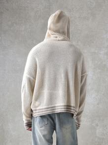 SUMWON Chunky Knit Oversized Hoodie Pullover With Centre Pocket, Cozy Winter Sweater, Casual Loungewear, Perfect For Layering And Weekend Comfort - Apricot - View 2