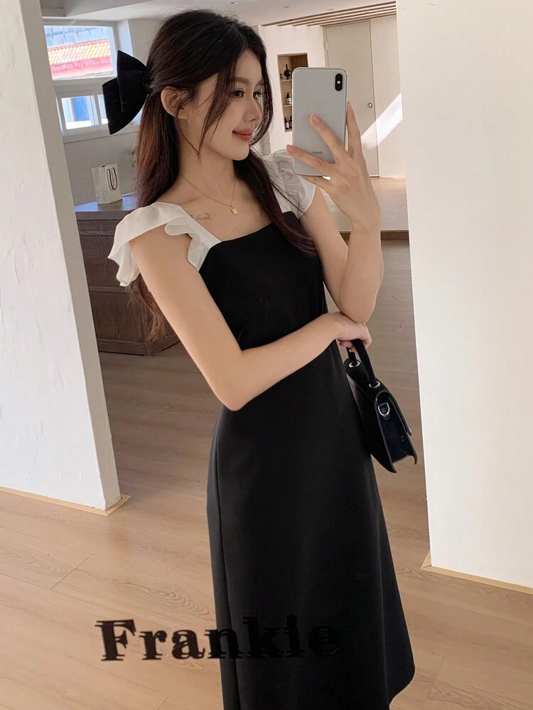 Women's Cap Sleeve Loose Mid-Length Dress,Fall Clothes