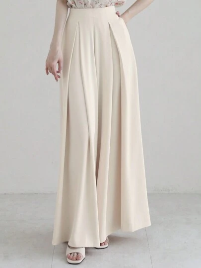 DAZY 女士纯色宽松阔腿优雅裤，白色，商务休闲，四季皆宜，教师裤秋季