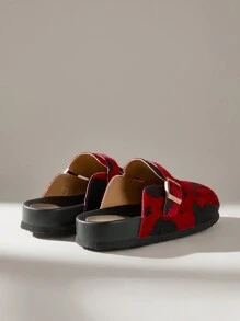 Solecia Mocasines planos casuales de mujer con diseño de hebilla y estampado de vaca