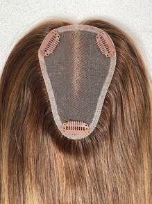 3.25*5 真人假发，适合头发稀疏的女性，蕾丝发片，夹式发片，12 英寸，巴黎风高光，浅金色 - S4/27/4 - 查看 5