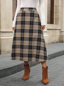 EMERY ROSE 大码女式格子裙，优雅秋冬 - 彩色 - 查看 4