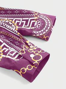 Manfinity AFTRDRK 男士休闲全印花前扣长袖衬衫，夏季 - 紫色 - 查看 3