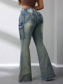 SHEIN SXY Spodnie jeansowe damskie vintage flare