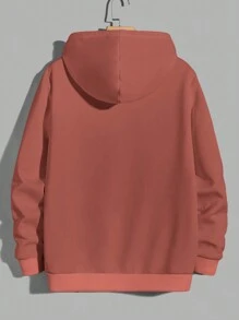 EURMUSE Men Letter Graphic Drawstring Hoodie - Pink - View 2