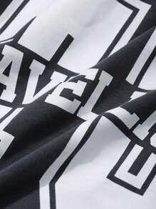 FRIFUL Women Loose Fit Round Neck Large Letter Print T-Shirt Oversized T-Shirt - Grey - View 4