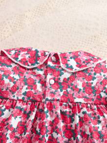 SHEIN 年轻女孩复古碎花翻领长袖长睡袍，母女装 - 彩色 - 查看 5