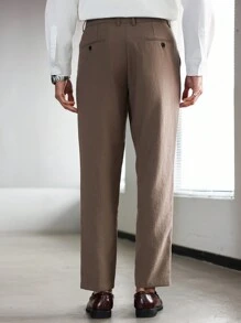 Manfinity AFTRDRK Men Casual Pants, Minimalist & Fashionable, For Everyday Wear Suits Pants - Khaki - View 2