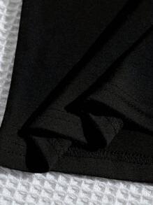 Kaos Lengan Pendek Anak Perempuan Kasual Modis Kreatif Sederhana dengan Motif Huruf Grafis - Hitam - View 6