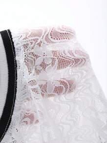 FRIFUL Women Loose Round Neck Color Block Print Blouse - White - View 7