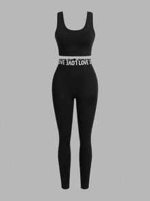 Easithlete Women Solid Color Round Neck Hooded T-Shirt And Leggings Sports Suitwomen Workout Set