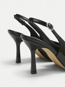 CUCCOO CURVES Scarpin de Salto Alto Bico Fino Versátil e Estiloso, Tamanho Especial - Preto - Visão 7