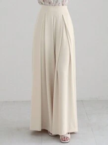 DAZY Pantaloni larghi e morbidi di colore unito ed eleganti per le donne, bianchi, adatti per l'ufficio e il casual, per tutte le stagioni