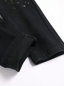 Manfinity Roughcore Plus Size Men's Casual Everyday Distressed Slant Pocket Denim Jeans - Black - View 6