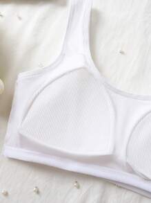 Genkimix Kids 3pcs Girls' Non-Removable Fixed Cup Screw Comfortable Wide Strap Butterfly Print Bra Underwear Set - Multicolor - View 4