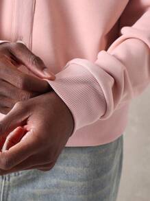 SUMWON 短款纽扣开衫经典 V 领夏季轻便外套日常休闲运动秋季必备街头风格分层单品 - 粉色 - 查看 6