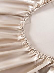 2/3pcs Solid Khaki Satin Bedding Set, Silky Soft Feel, Includes 1 Fitted Sheet And 1/2 Pillowcases (Pillow Insert Not Included), Modern Soft Bedding Set, Fits Twin, Full, Queen, King Size Beds, 11.8" Deep Pocket, Breathable & Wrinkle-Resistant, Machine Washable - Khaki - View 9