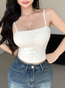 DAZY Blusas Regata Femininas Casuais Versáteis Minimalistas de Cor Sólida Texturizada para Sair, Top Halter - Branco - Visão 3