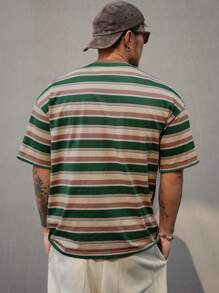 DAZY Maglietta casual a righe da uomo, multicolore, di moda minimalista per l'uso quotidiano estivo