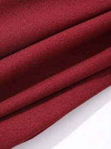 DAZY 女士纯色裹身红色长裙，中国新年服装，春秋季优雅长袖连衣裙圣诞节 - 酒紅色 - 查看 3