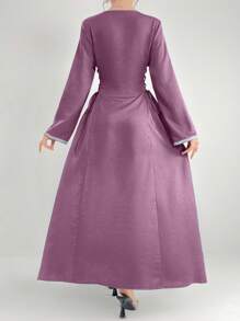 Al Najma Simple Solid Color Arabic Style Casual Everyday Dress - Purple - View 6