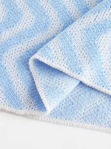 Skyraze Chaleco de punto suelto de cuello redondo y sin mangas con contraste de color ondulado para mujer