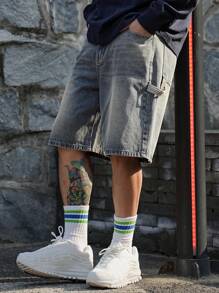 DAZY Men's Solid Blue Summer Denim Shorts - Blue - View 1