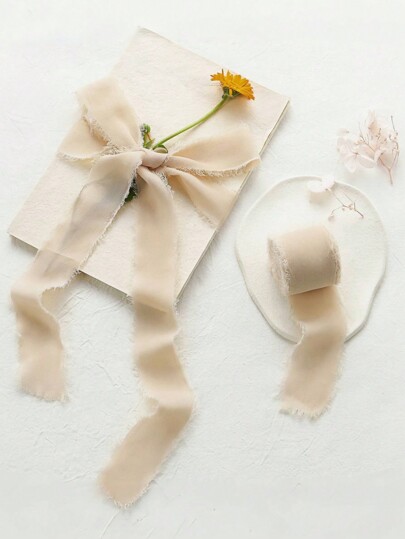 SHEIN 1/3PCS 3x5cm Champagne Hand-Edged Chiffon Ribbon For Wedding Invitations, Bridal Bouquets, Gift Wrapping, DIY Crafts, Party Decor – Valentine's Day, Christmas, Home, Office, Baby Shower, Birthday, Anniversary, Scrapbooking, Floral Arrangements, Table Settings, Holiday & Seasonal Decorations