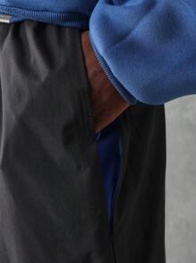 SUMWON Athletic Performance Track Pants With Side Panel Design, Elastic Waist Drawstring Jogger, Streetwear Training Workout Bottom, All-Season Active Wear - Black - View 6