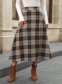 EMERY ROSE 大码女式格子裙，优雅秋冬 - 彩色 - 查看 1