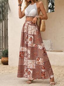 Breezaya Women's Vacation Style Braided Vest Tassel Patchwork Top And Wide Leg Pants Bohemian Loose Outfit Set - Yellow - View 5