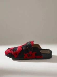 Solecia Mocasines planos casuales de mujer con diseño de hebilla y estampado de vaca