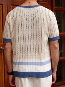 Manfinity CityGents Men's Knitted Short Sleeve Sweater, Simple Fashion Casual Everyday - Multicolor - View 5