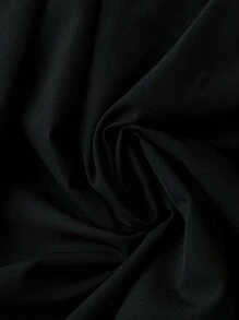 SHEIN Clasi Gaun Valentine Wanita Ukuran Besar dengan Lengan Lentera dan Bordir Bunga - Hitam - View 3