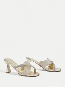 CUCCOO TILAWA Women Square Toe Fashionable High Heel Sandals For Casual And Daily Wear Spring Shoes Spring Break Easter - Gold - View 5