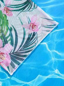 青少年女孩夏季海滩花卉印花荷叶边比基尼泳装搭配印花网眼罩裙 - 彩色 - 查看 8