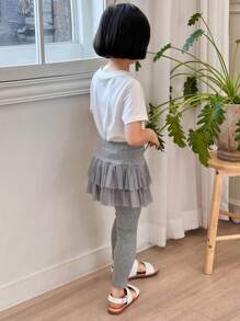 Dazy Kids Kleine Mädchen Mesh Splice Rock-Hose, Mädchen Herbstbekleidung, Strumpfhose in Kleingrößen - Grau - Übersicht 8