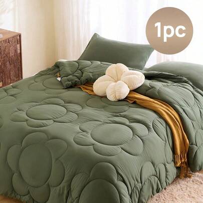 1件装蓬松保暖四季通用花卉图案被芯，如云般柔软的羽绒替代被芯，适用于单人床、双人床、大号双人床、特大号双人床，通过Oeko-Tex认证